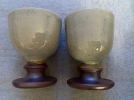 2 Keramik Trinkbecher signiert SHS 1984 Vintage