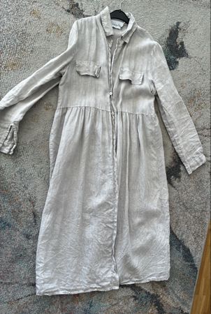 Bohemian Leinen Kleid, Gr. S, Hemdkleid, Leinen
