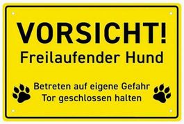 Aluschild Vorsicht Freilaufender Hund (20 x 30cm)