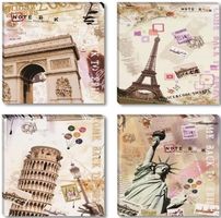 4-teiliges Leinwandbild - Städte Sightseeing - 4x30x30cm