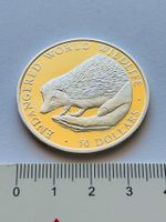 Silber Münze 20 g 50 Dollars Cook Island Igel PP 1990