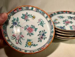 6 coupelles porcelaine Chine, vintage, famille rose, peintes
