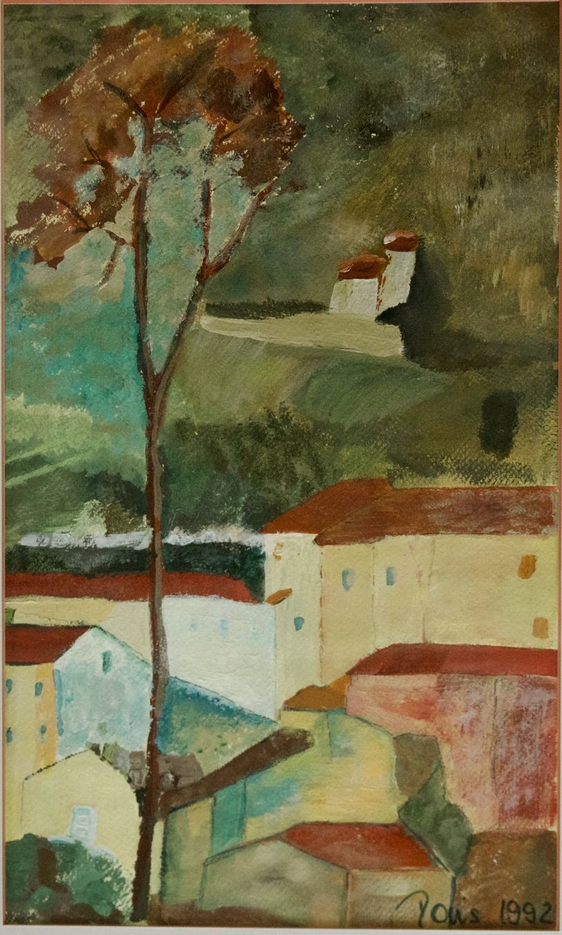 Dipinti: Dorfausschnitt in Hügellandschaft, Gouache – Usato da Hagenbuch ZH venduto da Consus