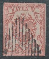 Schweiz-Rayon III,Zst.Nr.20 vollrandig oben leicht berührt