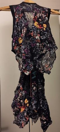 Schwarzes Top mit Blumenmuster von Diesel, Lagenlook, Gr. S