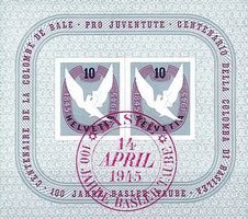 1945 Basler Taube Block Ersttag gestempelt