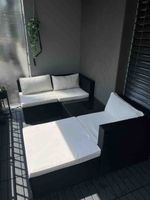 Garten Lounge Set schwarz mit weissen Polstern guter Zustand