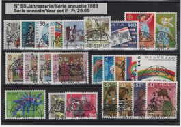 Jahresserie 1989 mit ET Halbmondstempel Nominalwert Fr.22.65