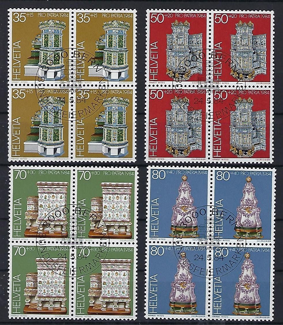 Alle Briefmarken: 1984  Pro Patria Viererblocks ET.   15371 – Gebraucht aus Lunden von Animus999