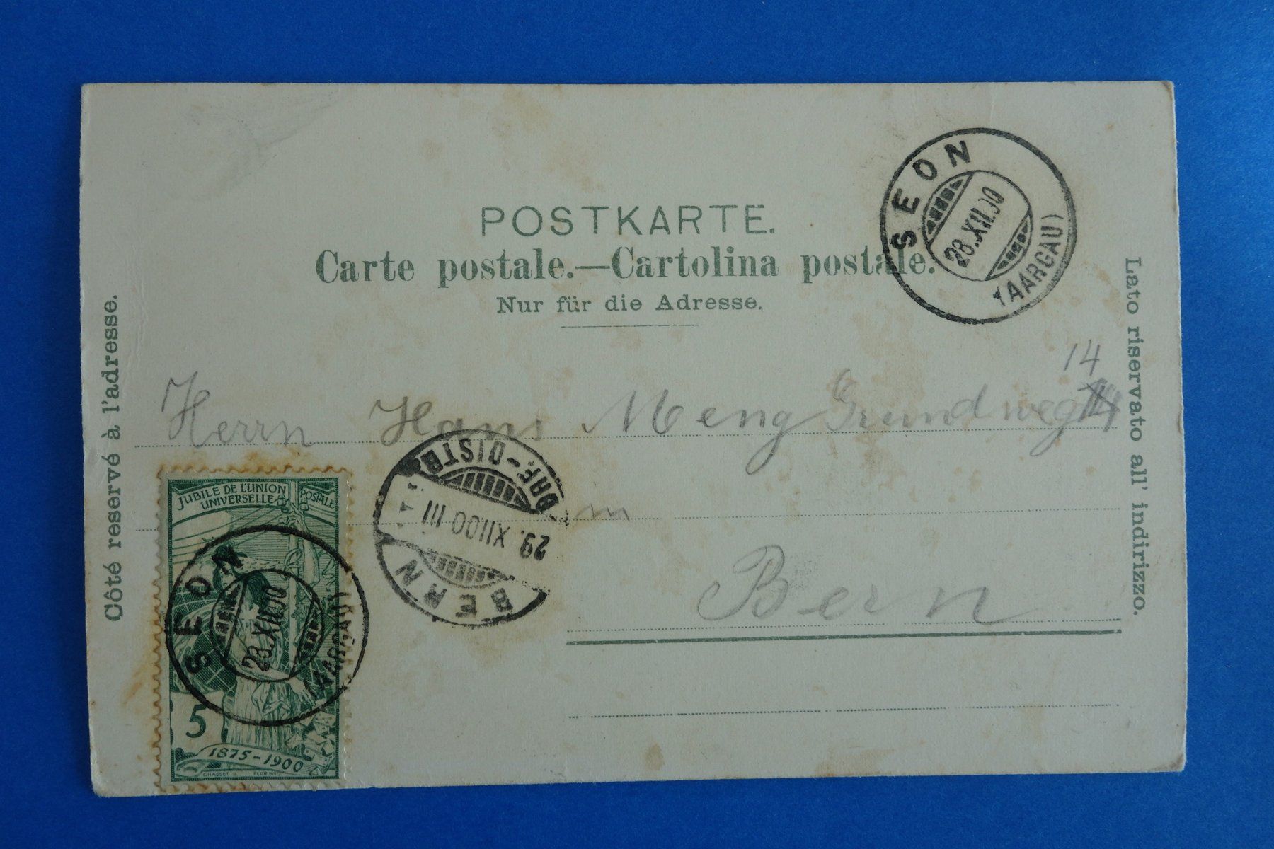 Cartoline postali: SEON - 4 Bildkarte - Litho - 1900 – Usato da Ibach venduto da Ibanto 2