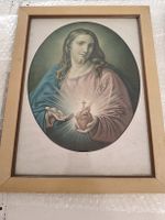 Wandbild Herz Jesu Darstellung gerahmt antik Zustand
