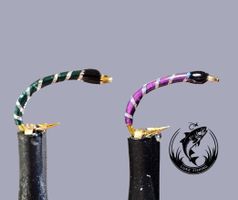 Hegene/ Gambe mit 5 Nymphen für Felche - Violett & Grün