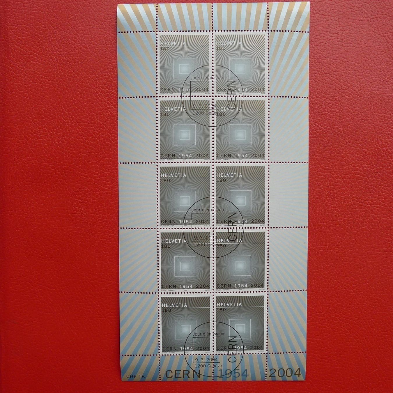 Tutti i francobolli: 2004: Nr.1119 im Kleinbogen, Jubiläum CERN, KAT: 75.-! – Usato da Sursee venduto da Luzernerraute