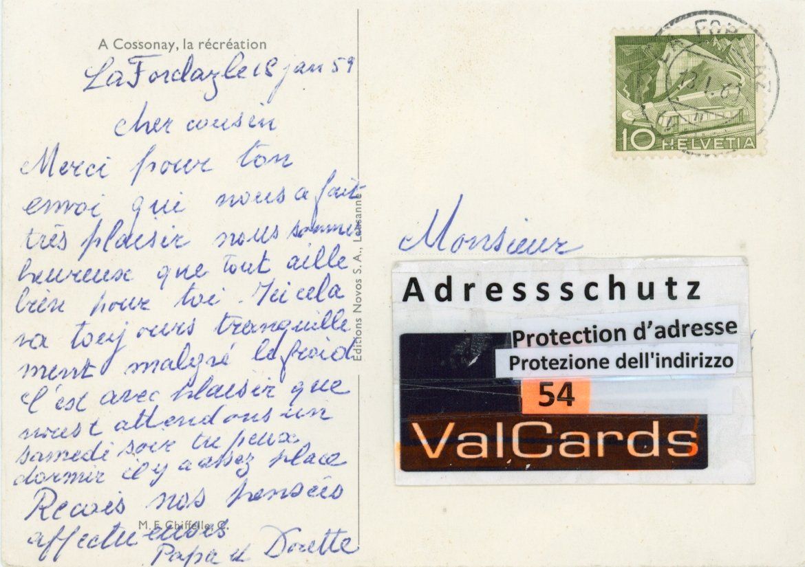 Cartes postales: Cossonay  VD   -   La récréation       en 1959 – D'occasion à Brig par Valcards54 1