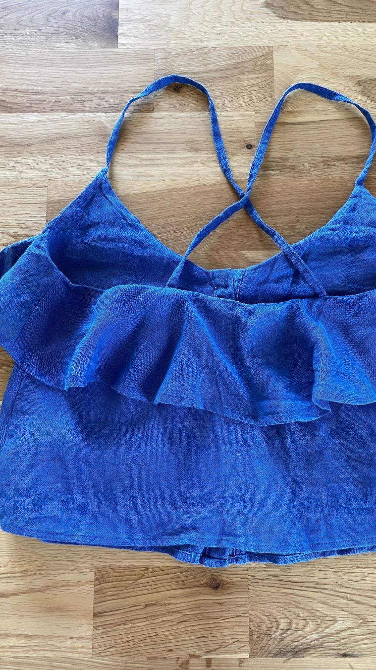 Top: Sommertop blau, Grösse S, Mango – Nuovo (secondo la descrizione) da Burgdorf venduto da Crown. 3