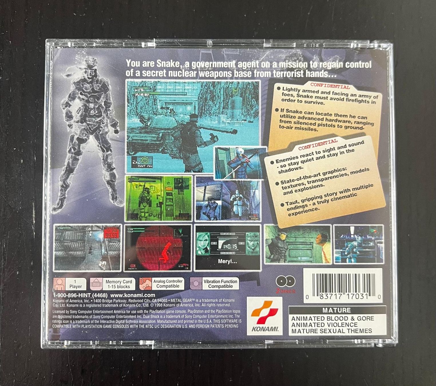 Sony Giochi: Metal Gear Solid CiB Sony PlayStation 1 NTSC – Usato da Basel venduto da IndianaJones 1