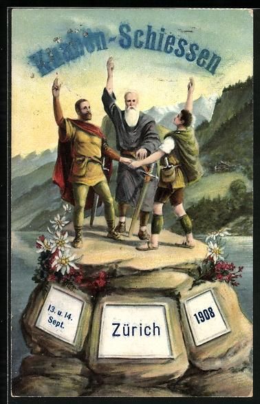 Cartoline postali: Zürich, Knaben Schiessen 1908, 1908 – Usato da Berlin venduto da bartko-reher