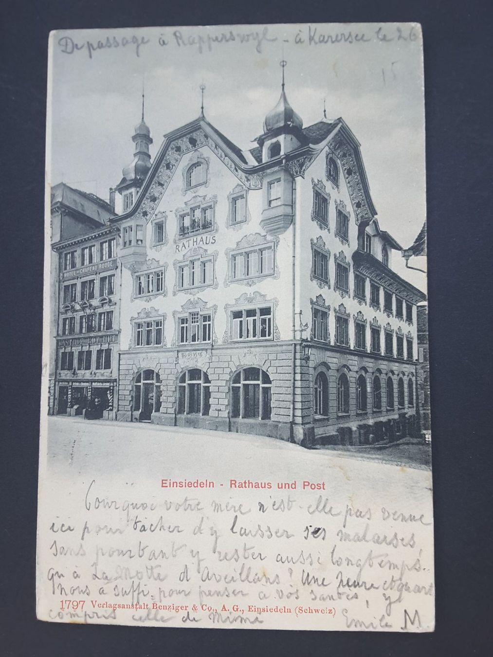 Cartoline postali: AK+ SZ Einsiedeln , Rathaus,Post, 1904 – Usato da Reichenburg venduto da Pipo-67