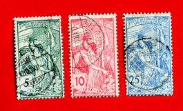 WELTPOSTVEREIN UPU SATZ 77B -79B 1X STEMPEL BIEL BIENNE 1900