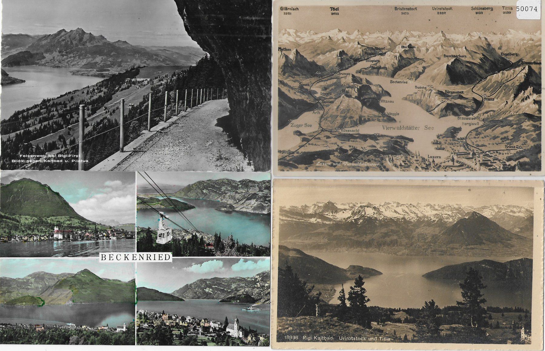 Cartoline postali: 4 AK - Am Vierwaldstättersee – Usato da Ettingen venduto da Kartenplanet