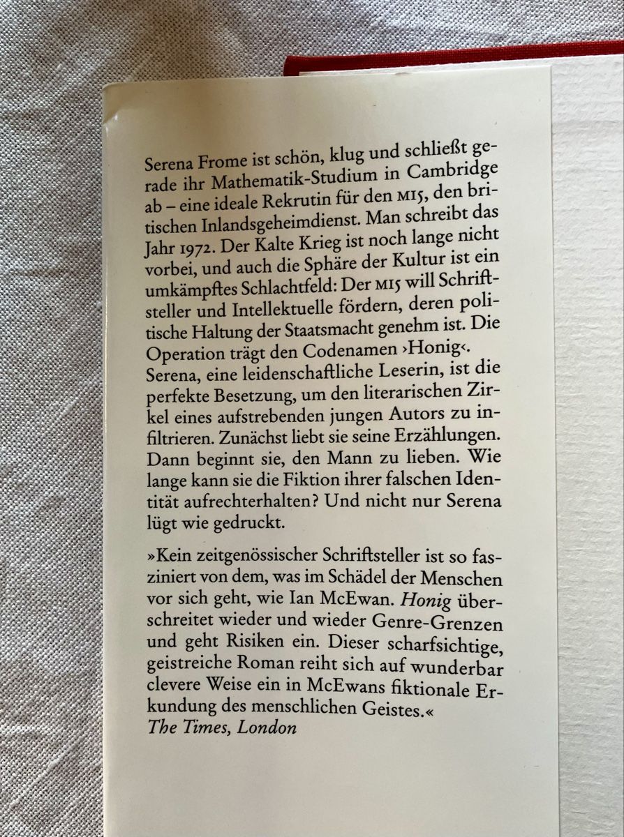 Bücher: Ian McEwan: Honig – Gebraucht aus Buchs AG von Allerleis 3