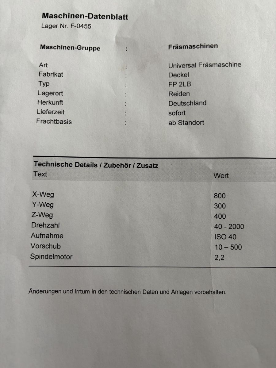 Tutte le macchine: Fräse, Deckel, Fräsmaschine – Usato da Ebnat-Kappel venduto da Mech57 7