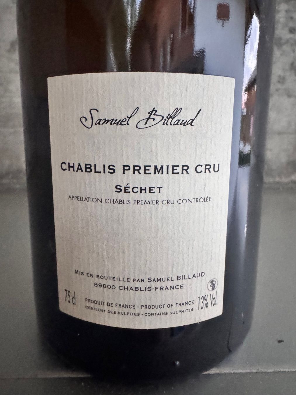 Vino: SAMUEL BILLAUD CHABLIS 1ER CRU SECHET 2015 VIEILLES VIGNES – Nuovo e nell'imballaggio originale da Sion venduto da carzou 2