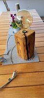 Handgefertigte Holz-Lampe im "Vintage-Look"