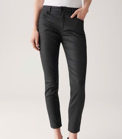 Schwarze Röhrenhose in Lederoptik, Grösse 36, Top Zustand!