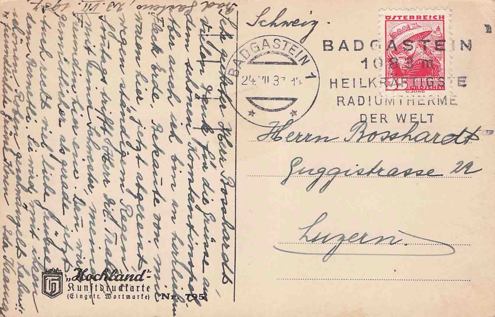 Ansichtskarten: Badgastein – Gebraucht aus Goldau von Balkonia09 1