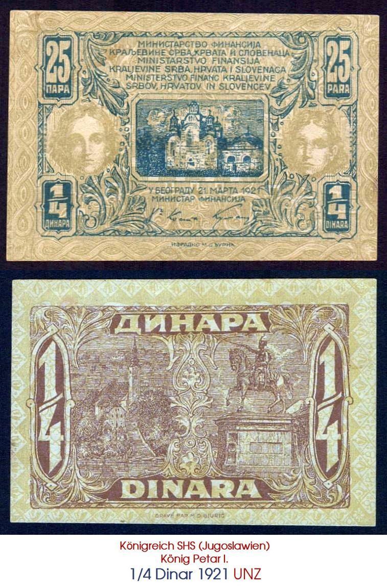 Banconote: 1/4 Dinar 1921 UNZ RRR – Nuovo (secondo la descrizione) da Flamatt venduto da samowarow