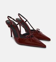 Glossy Red Slingback Heels with Bow Detail - Size 7 - Like N