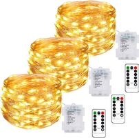 3 Stück LED Lichterkette Batterie mit Fernbedienung,10M