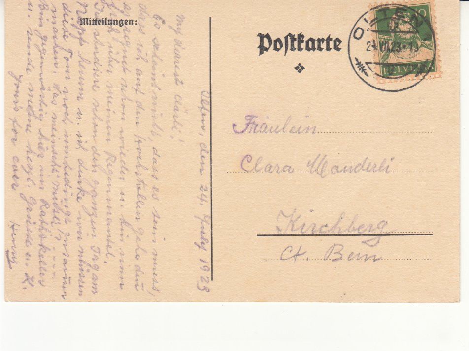 Cartoline postali: Olten Rathskeller 1923 – Usato da Bürglen TG venduto da StampGraf 1