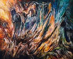 Grosses abstraktes Acryl-Gemälde - direkt aus Atelier