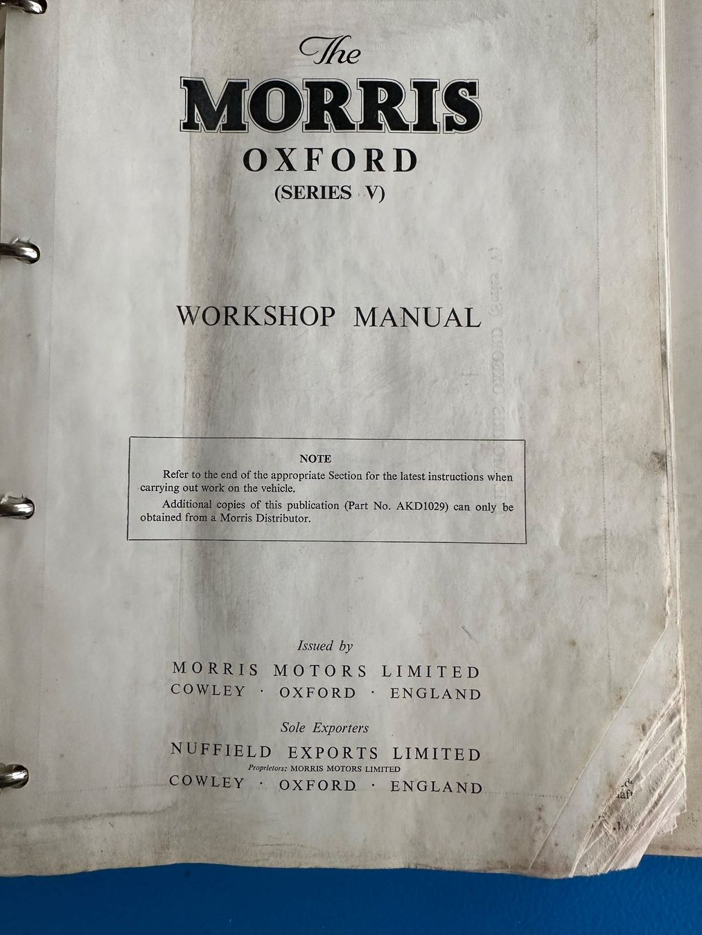 Libri: Unterlagen , Morris  1958 , Oldtimer – Usato da Boswil venduto da pavo1 3