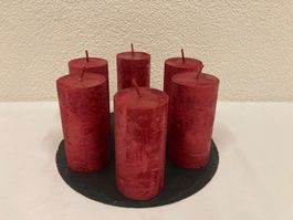 Kerzen 6x12 cm, rot Glitter, 6 Stück , je ca. 290g