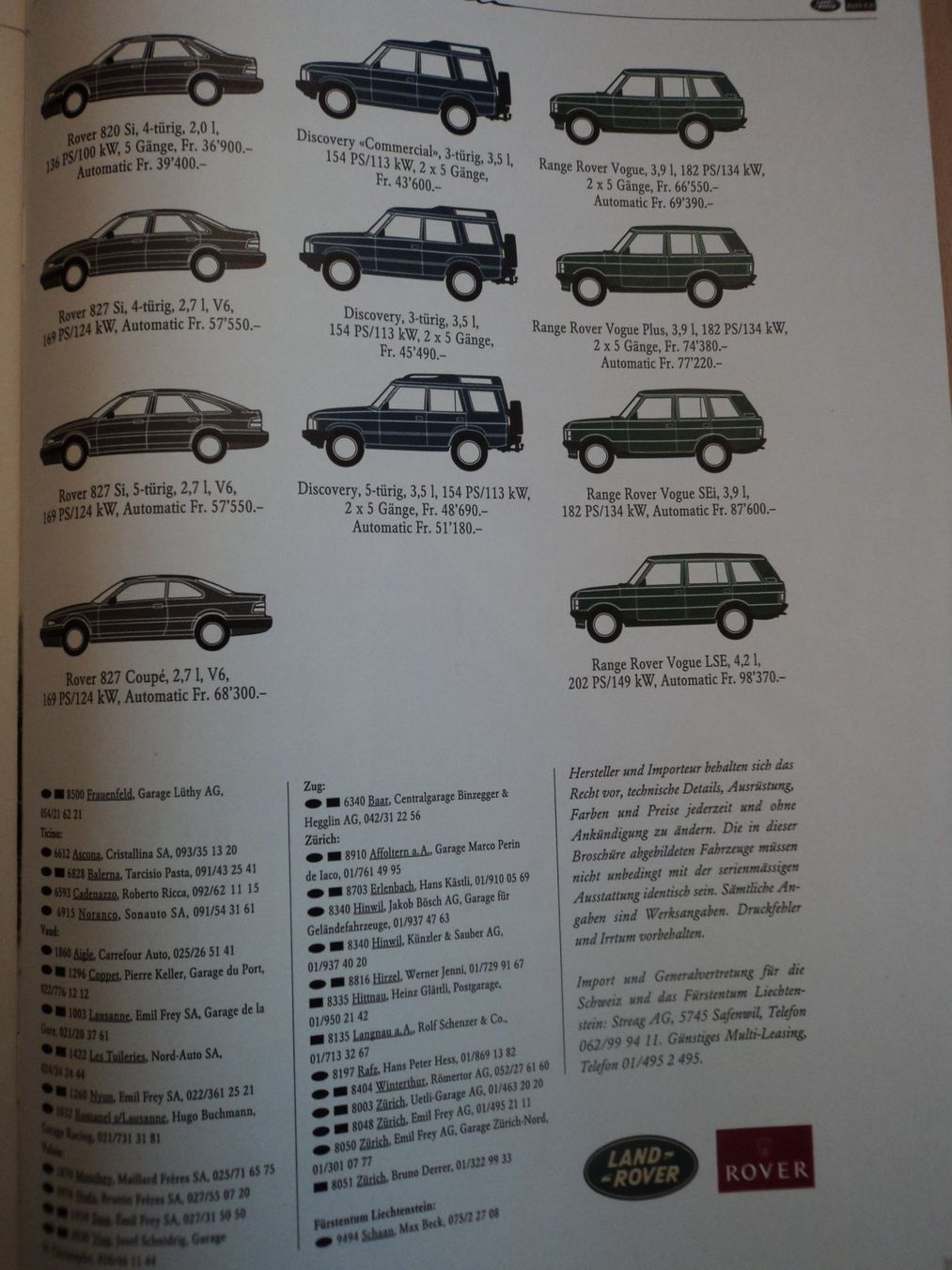 Rover Dokumente: Prospekt Rover Gesamtprogramm 1993 mit Mini, Discovery usw. – Gebraucht aus Schwarzenburg von modelCARama 9