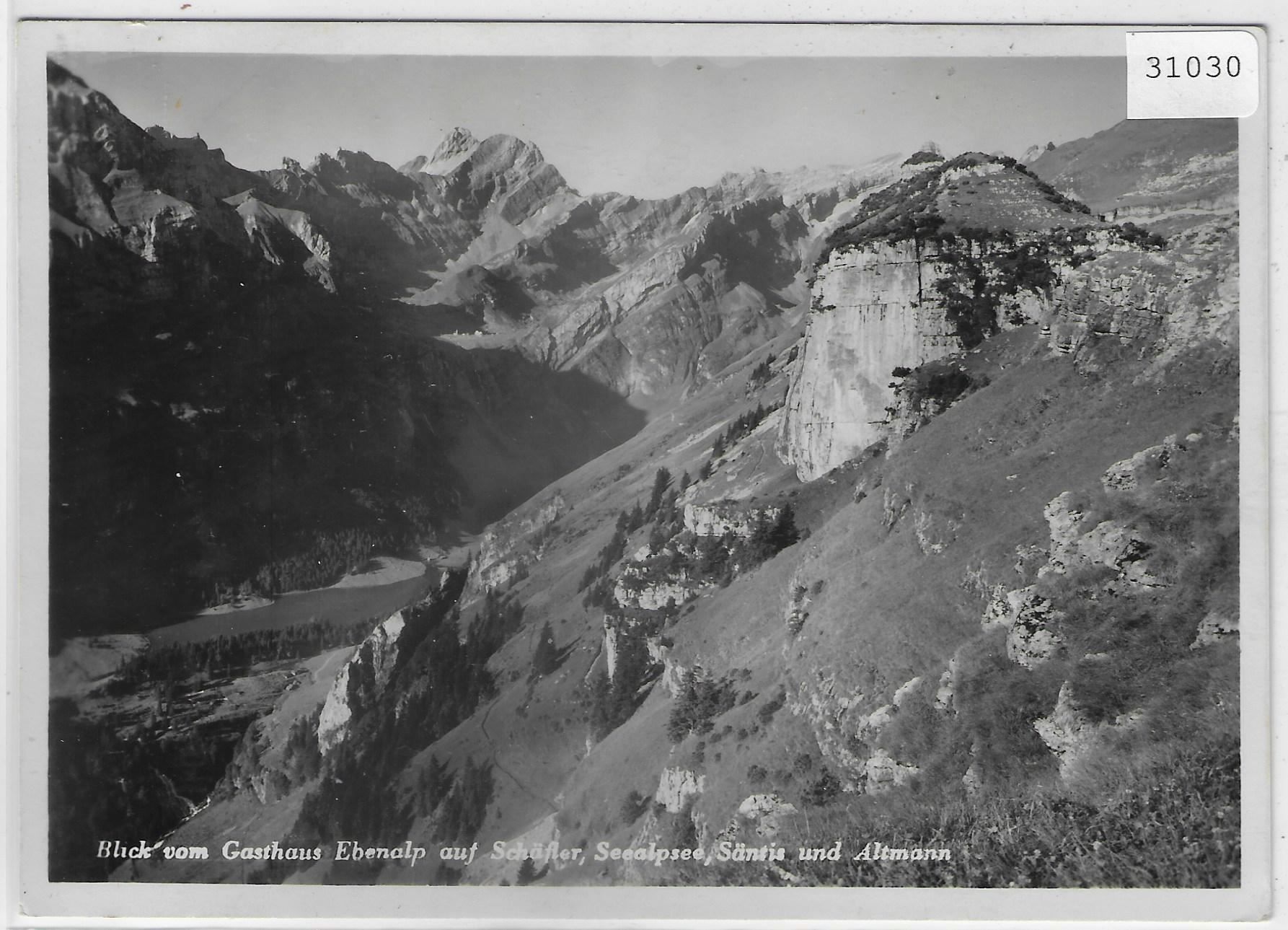 Cartoline postali: Blick vom Gasthaus Ebenalp auf Schäfer, – Usato da Ettingen venduto da Kartenplanet
