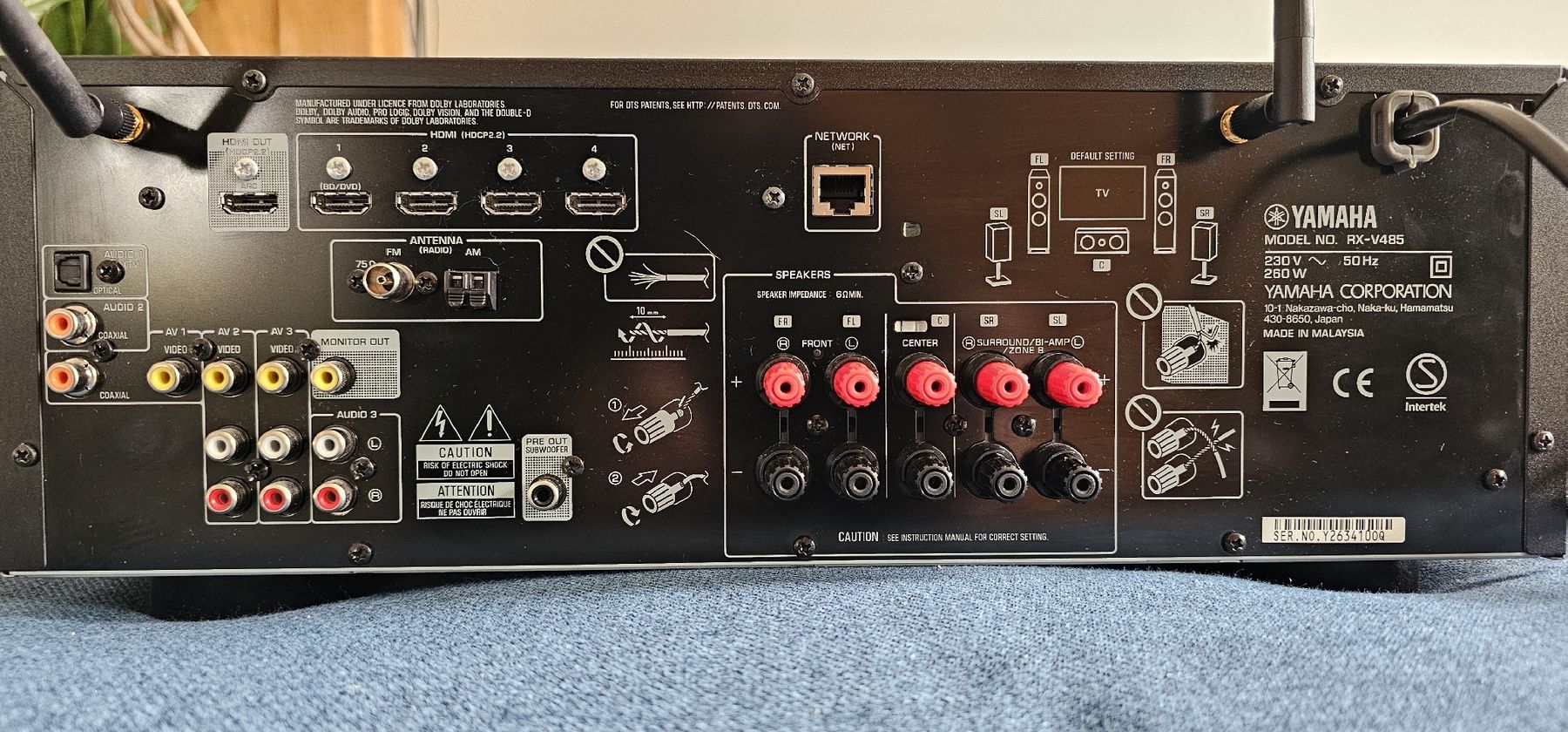 Yamaha Home Cinema: Yamaha RX-V485 AV-Receiver – Difettoso da Basel venduto da vfl_6fbf