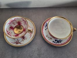 2 Bavaria Tassen mit Unterteller handbemalt Creidlitz PC