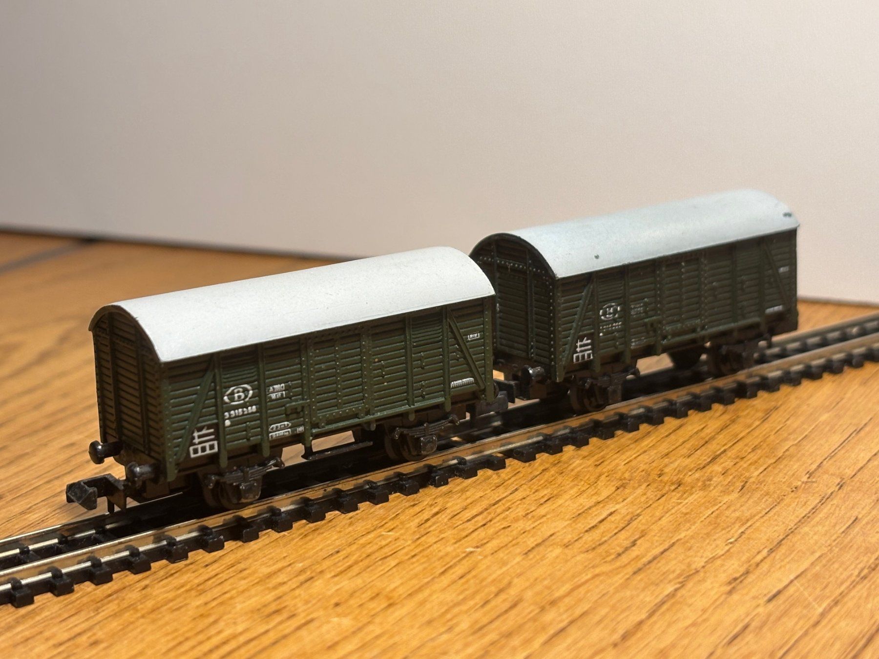 Modellini di ferrovie: *e1349: 2 Güterwagen (Spur N) – Usato da Birsfelden venduto da Birs_25 2