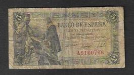 Spanien  5  Pesetas  1943  Gebraucht