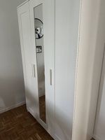 IKEA BRIMNES Kleiderschrank (3-türig, weiss mit Spiegel)