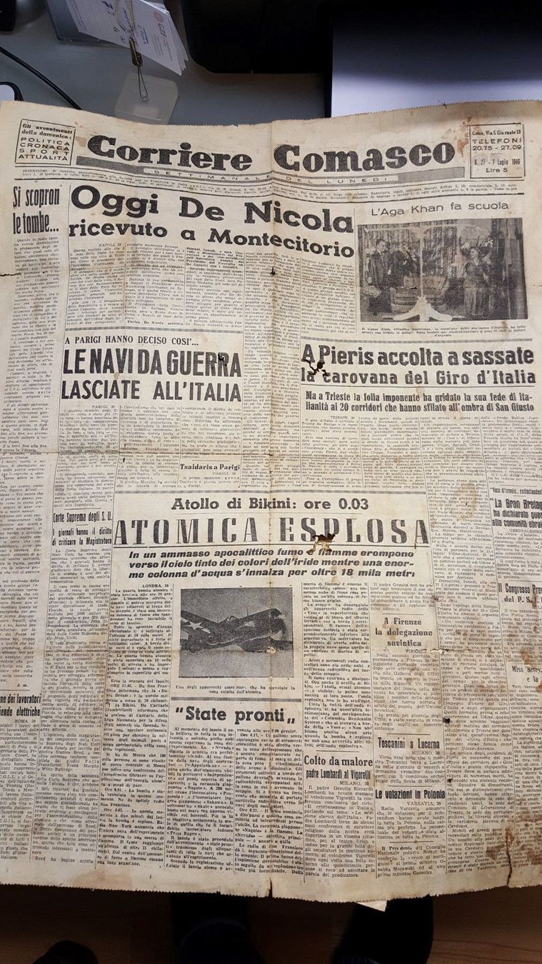 Zeitschriften & Magazine: ZEITUNG SEITE CORRIERE COMASCO 1.7.1946 – Gebraucht aus Zeiningen von elcanaja