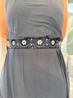 Dekorativer Vintage Samtgürtel, schwarz, mit Perlenstickerei