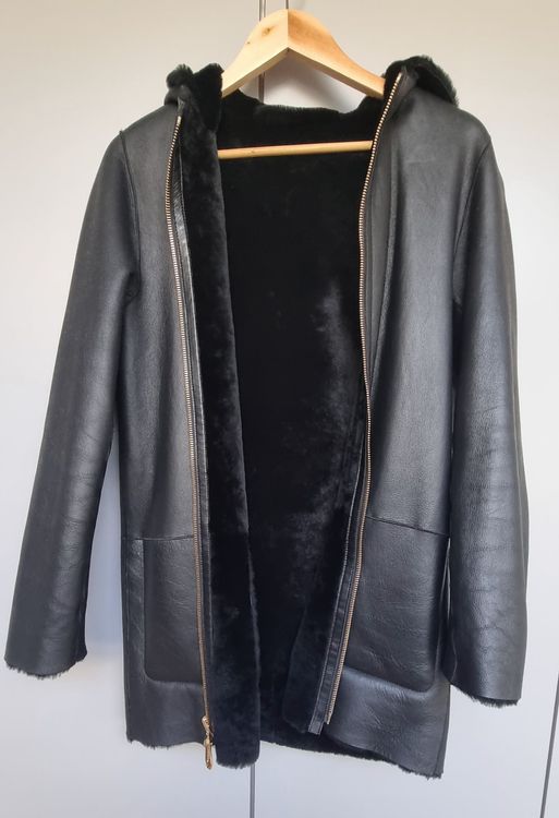 Sandro Paris reversible Shearling Coat Lammfell Mantel S (Neu