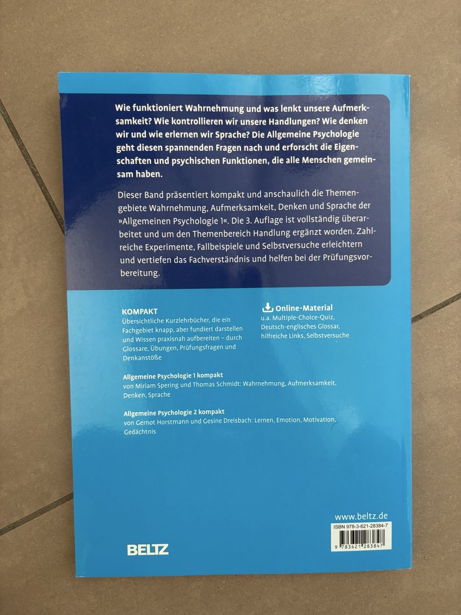 Libri: Buch Allgemeine Psychologie 1 – Nuovo (secondo la descrizione) da Schwerzenbach venduto da Gingerella30 1