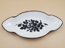 Ravier en porcelaine, motif floral noir art déco, Rosenthal