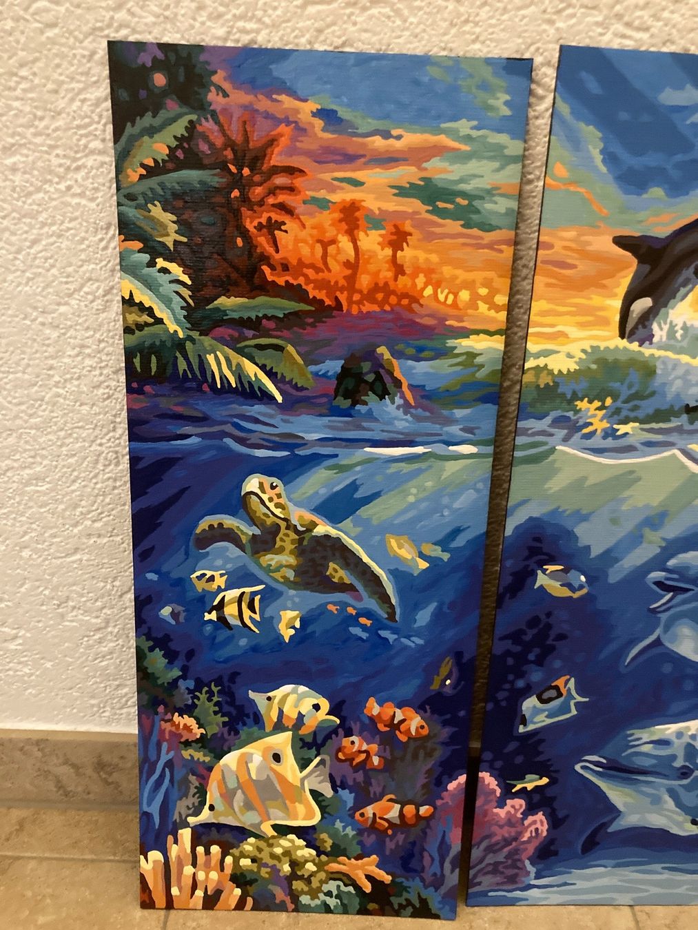 Dipinti: Bild/Gemälde "Am Korallenriff", 3-teilig, Orcas & Delfine – Nuovo (secondo la descrizione) da Gelterkinden venduto da froggy80 1